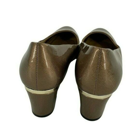Soft Style Shoes Womens Size 10 Shine Faux Leather Round Toe Slip on Block Heels - Picture 5 of 8